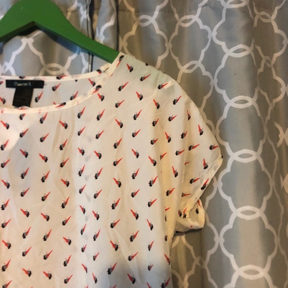 NWT Birdcage sleeve bird print top blouse large - Picture 3 of 3